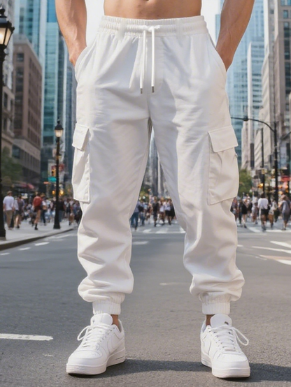 Men's Casual Linen Pants Elastic Waist Drawstring Beach Summer Pants  Linen Pants