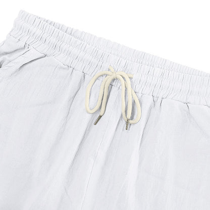 Men's Linen Drawstring Pants - Elastic Waist Loose Fit for leisure & Beach