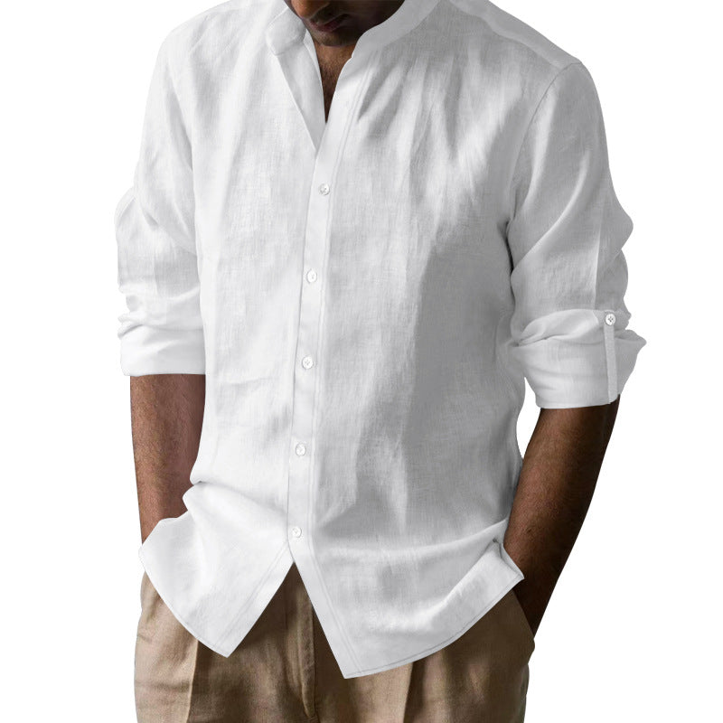 Men's Vacation Linen Button Down Shirt - Casual Slim Fit with Chest Pocket for Beach