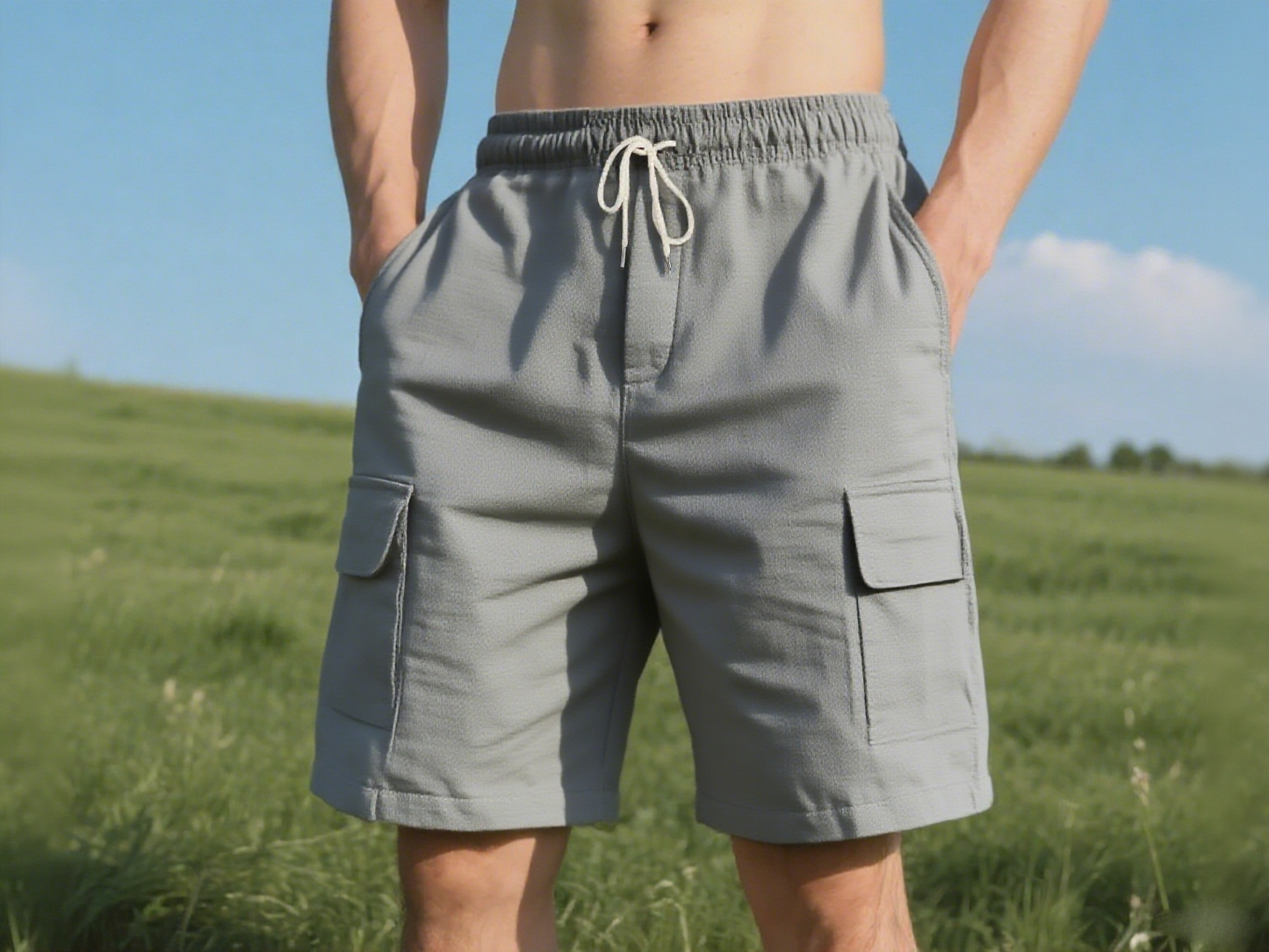 Men's Linen Drawstring Pants - Elastic Waist Loose Fit for leisure & Beach