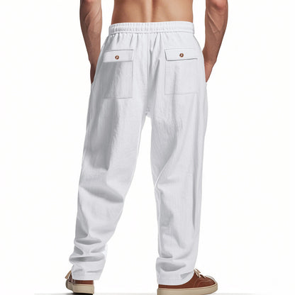 New men's loose linen casual wide-leg trendy beach sports all-season breathable trousers