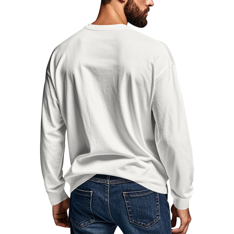 Men's fall and winter crew neck long sleeve T-shirt slim breathable pullover casual long sleeve base shirt top
