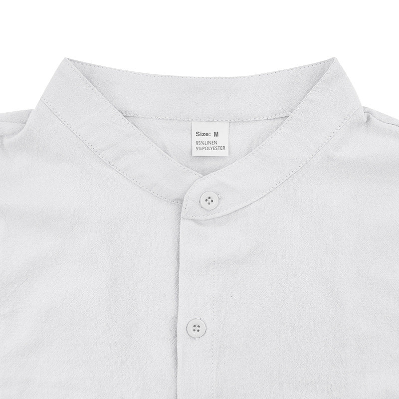 Men's Linen Button Down Shirt - Casual Slim Fit with Chest Pocket for Beach & Vacation