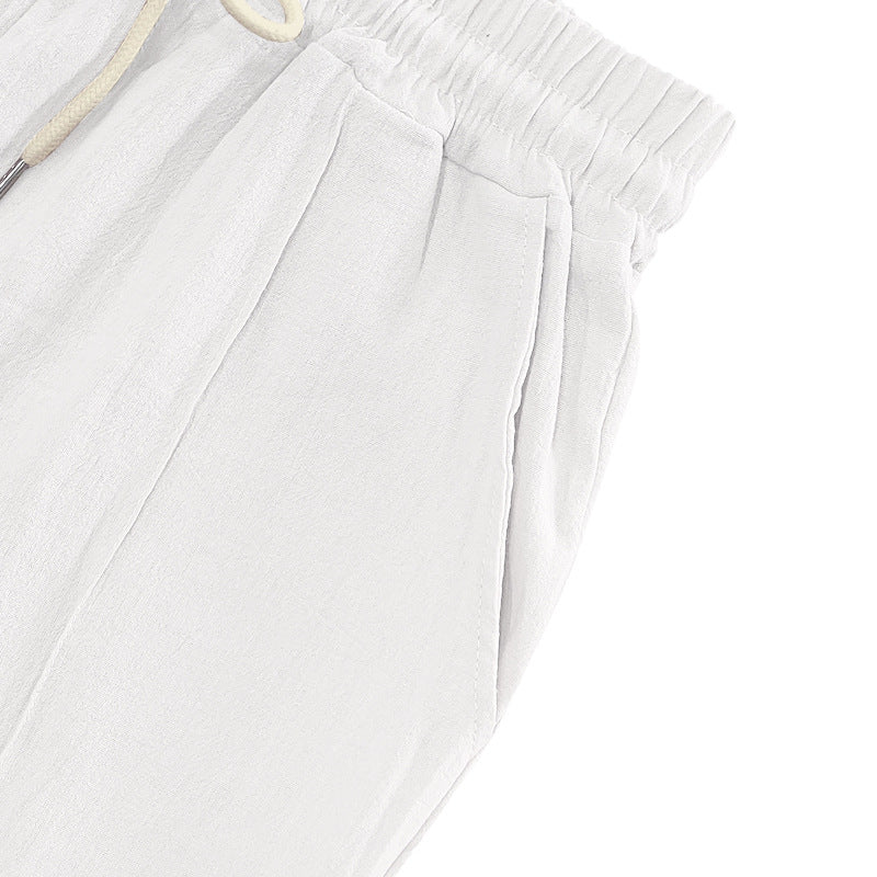 Linen breathable wide-leg pants men's summer and autumn thin loose sports loose straight casual trousers men