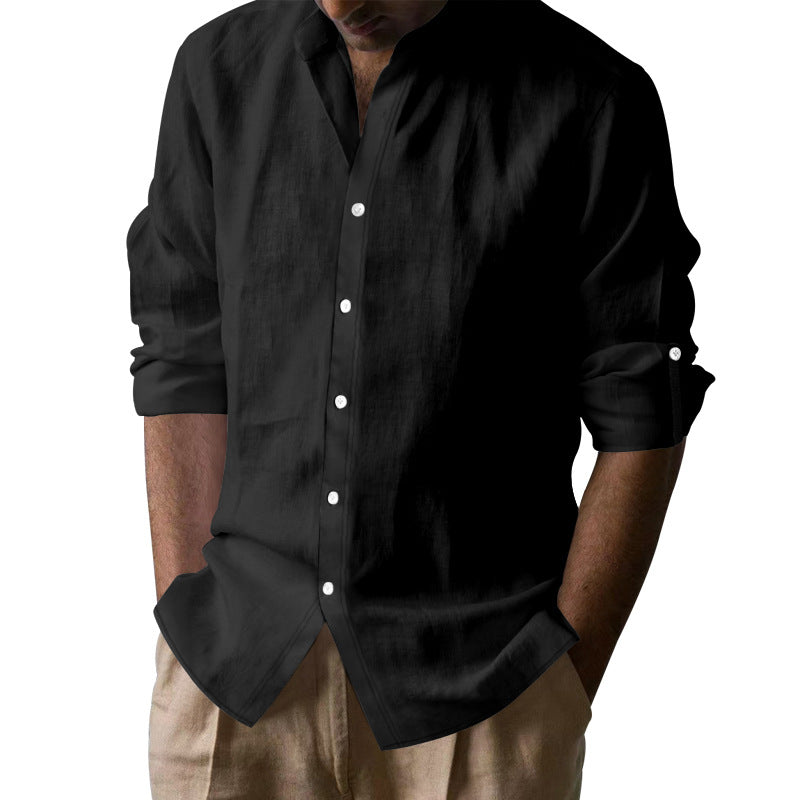 Men's Vacation Linen Button Down Shirt - Casual Slim Fit with Chest Pocket for Beach