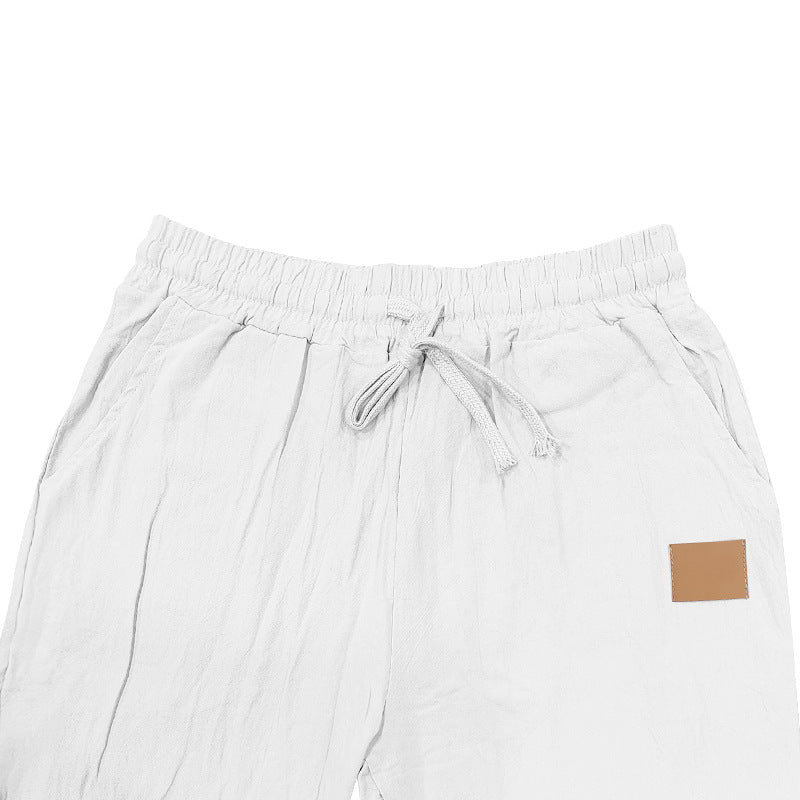 Men's Drawstring Linen Pants Casual Summer Beach Loose Trousers