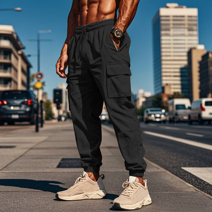 Men's Casual Linen Pants Elastic Waist Drawstring Beach Summer Pants  Linen Pants