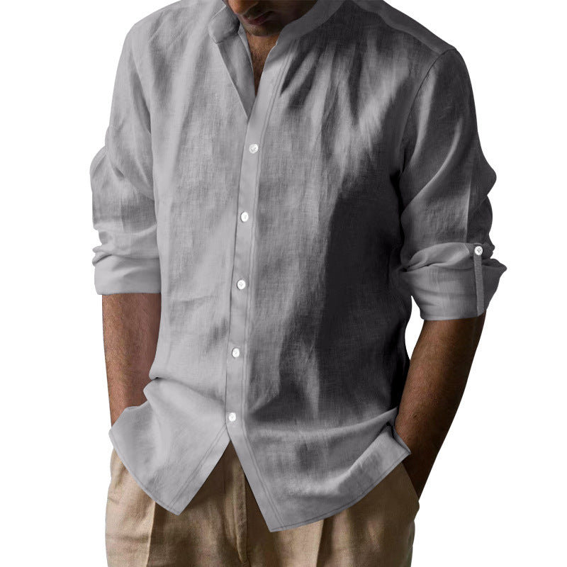 Men's Vacation Linen Button Down Shirt - Casual Slim Fit with Chest Pocket for Beach