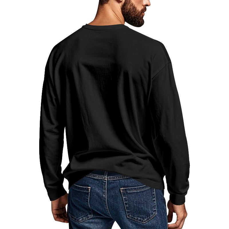 Men's fall and winter crew neck long sleeve T-shirt slim breathable pullover casual long sleeve base shirt top