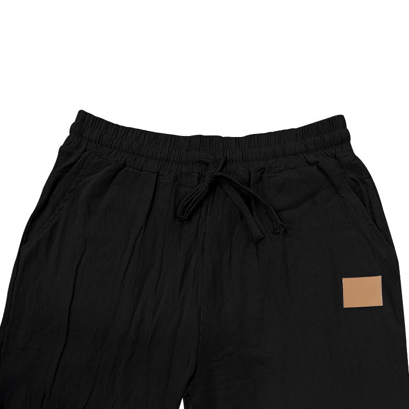 Men's Drawstring Linen Pants Casual Summer Beach Loose Trousers