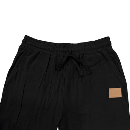 Men's Drawstring Linen Pants Casual Summer Beach Loose Trousers