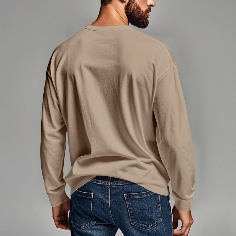Men's fall and winter crew neck long sleeve T-shirt slim breathable pullover casual long sleeve base shirt top