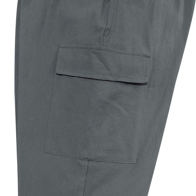 Men's Casual Linen Pants Elastic Waist Drawstring Beach Summer Pants  Linen Pants