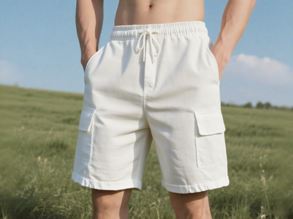 Men's Linen Drawstring Pants - Elastic Waist Loose Fit for leisure & Beach