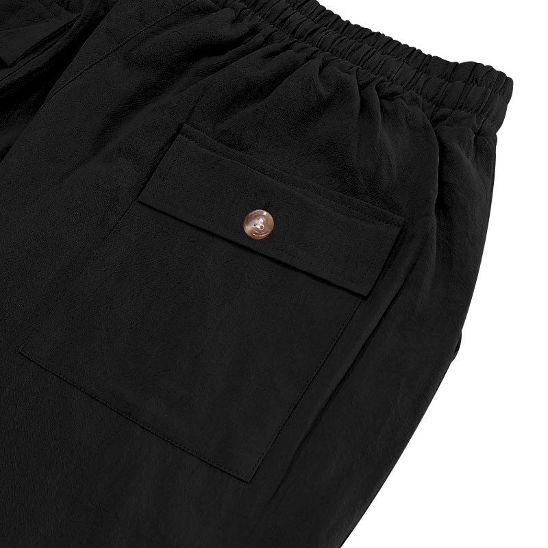 New men's loose linen casual wide-leg trendy beach sports all-season breathable trousers