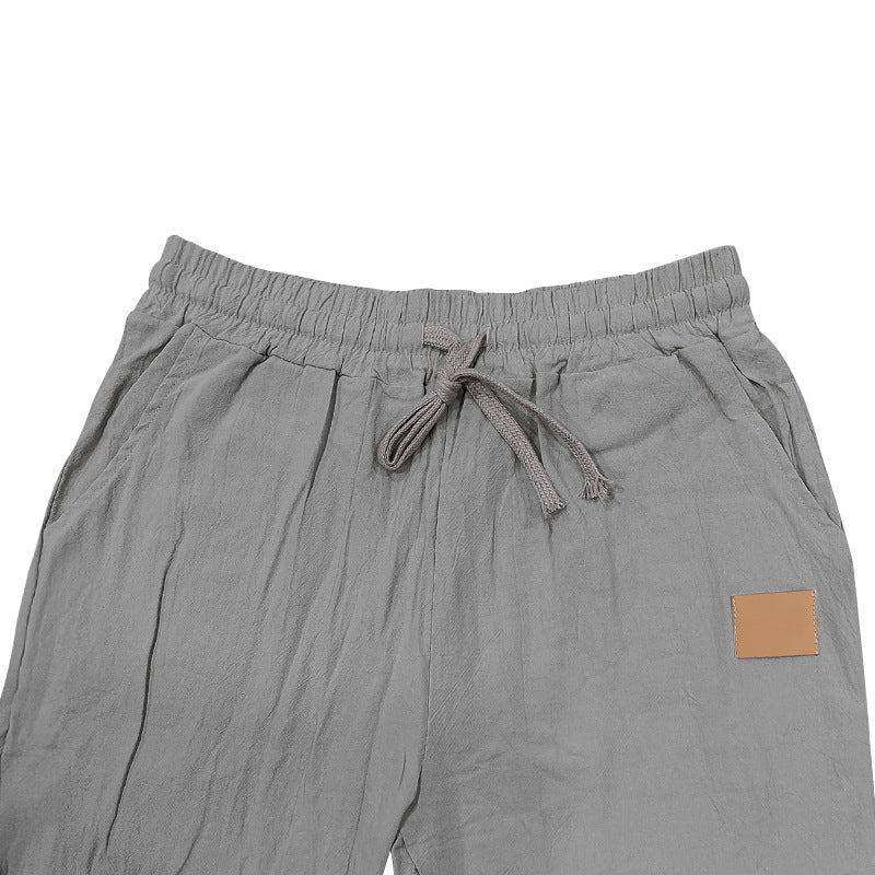 Men's Drawstring Linen Pants Casual Summer Beach Loose Trousers