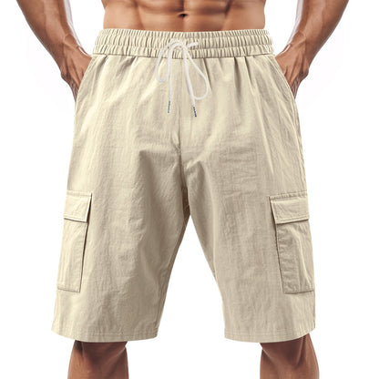 Men's Linen Drawstring Pants - Elastic Waist Loose Fit for leisure & Beach