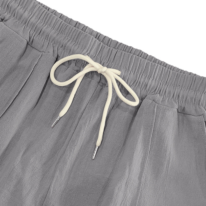 Linen breathable wide-leg pants men's summer and autumn thin loose sports loose straight casual trousers men