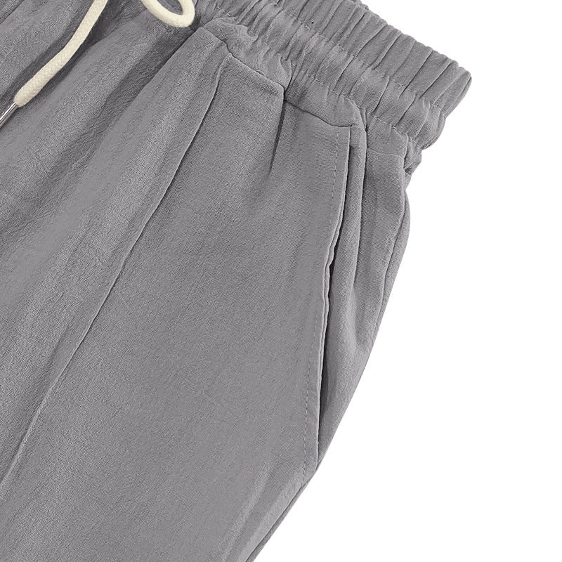 Linen breathable wide-leg pants men's summer and autumn thin loose sports loose straight casual trousers men
