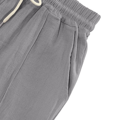 Linen breathable wide-leg pants men's summer and autumn thin loose sports loose straight casual trousers men