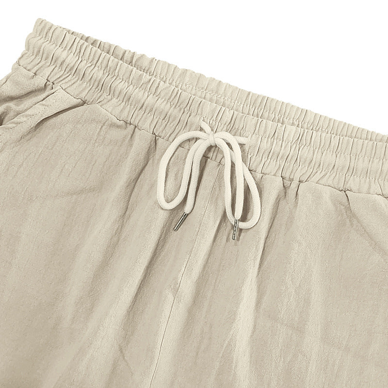 Men's Linen Drawstring Pants - Elastic Waist Loose Fit for leisure & Beach