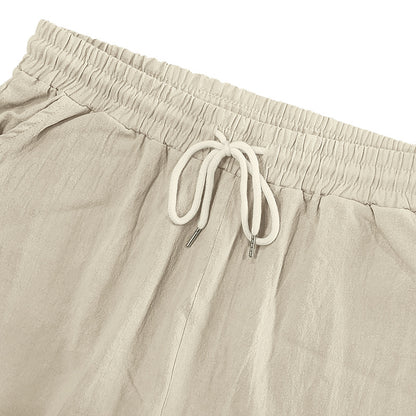 Men's Linen Drawstring Pants - Elastic Waist Loose Fit for leisure & Beach