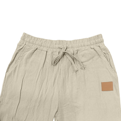 Men's Drawstring Linen Pants Casual Summer Beach Loose Trousers