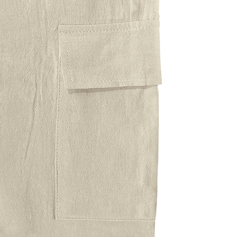 Men's Linen Drawstring Pants - Elastic Waist Loose Fit for leisure & Beach