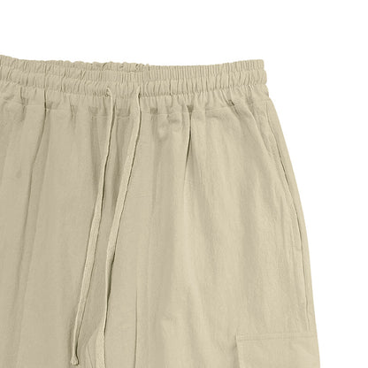 Men's Casual Linen Pants Elastic Waist Drawstring Beach Summer Pants  Linen Pants