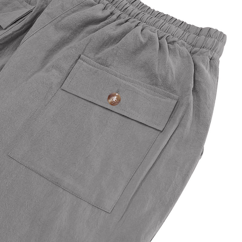 New men's loose linen casual wide-leg trendy beach sports all-season breathable trousers