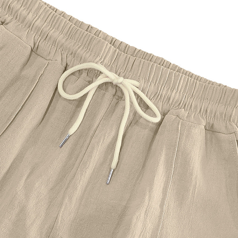 Linen breathable wide-leg pants men's summer and autumn thin loose sports loose straight casual trousers men