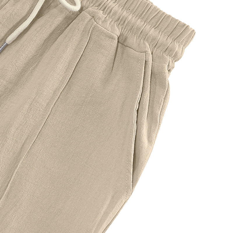 Linen breathable wide-leg pants men's summer and autumn thin loose sports loose straight casual trousers men