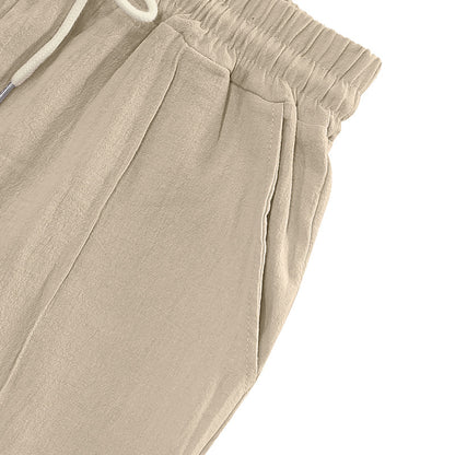 Linen breathable wide-leg pants men's summer and autumn thin loose sports loose straight casual trousers men