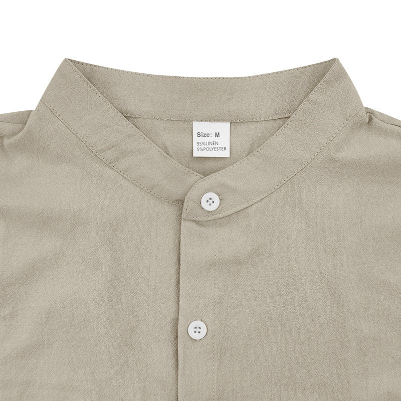 Men's Linen Button Down Shirt - Casual Slim Fit with Chest Pocket for Beach & Vacation