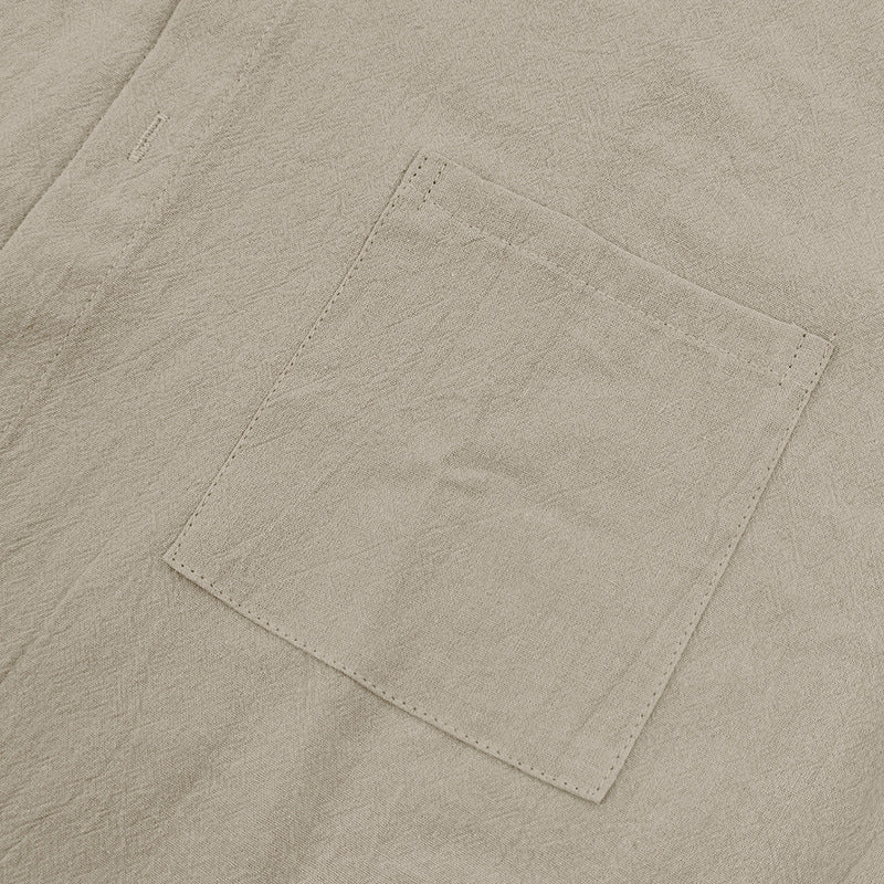 Men's Linen Button Down Shirt - Casual Slim Fit with Chest Pocket for Beach & Vacation