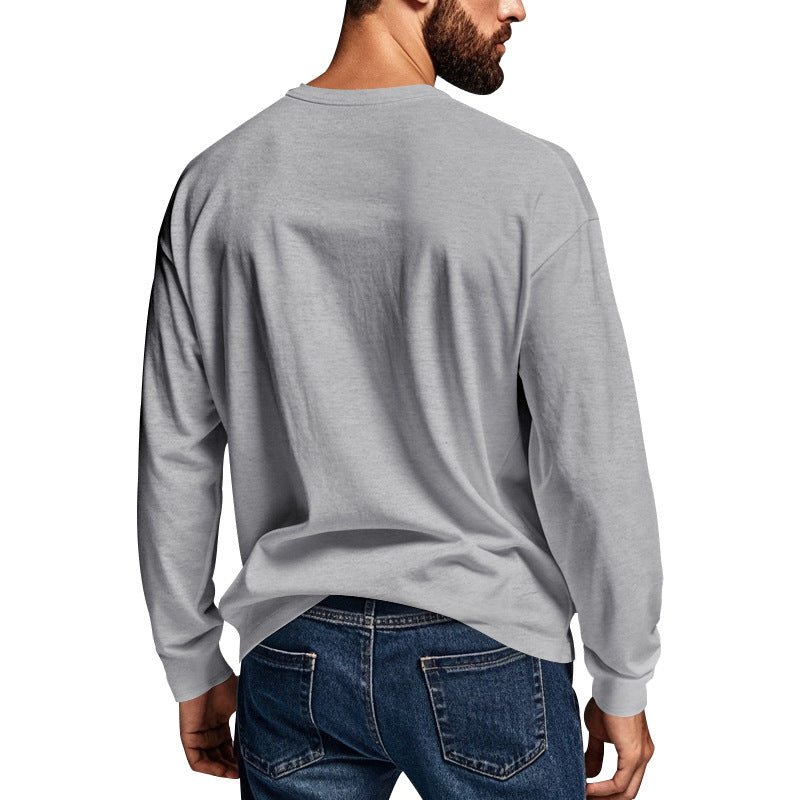 Men's fall and winter crew neck long sleeve T-shirt slim breathable pullover casual long sleeve base shirt top