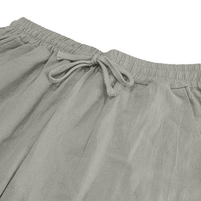 Men's Casual Linen Pants Beach Summer Elastic Waist Drawstring Pants Lightweight Linen Trousers