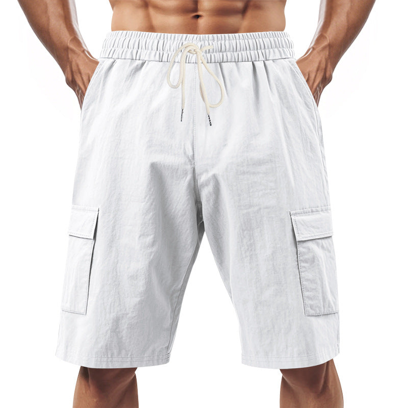 Men's Linen Drawstring Pants - Elastic Waist Loose Fit for leisure & Beach