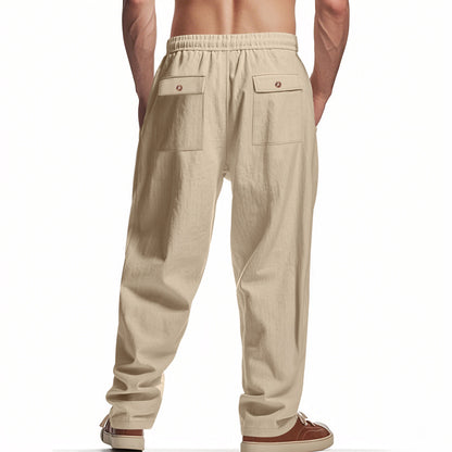 New men's loose linen casual wide-leg trendy beach sports all-season breathable trousers
