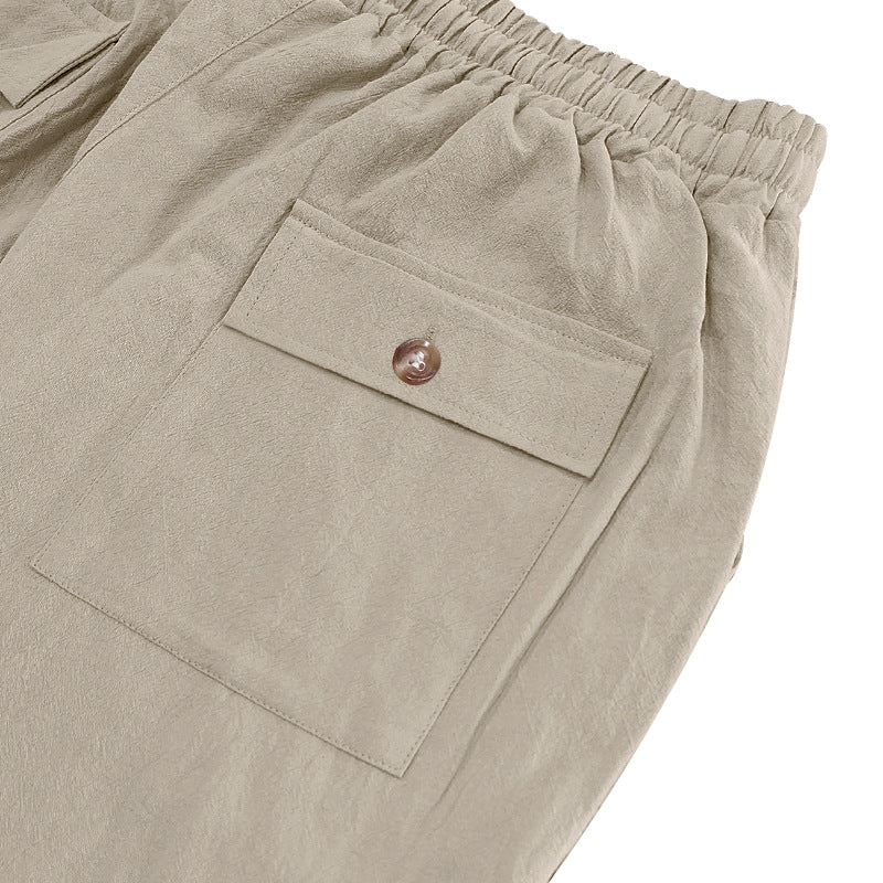 New men's loose linen casual wide-leg trendy beach sports all-season breathable trousers