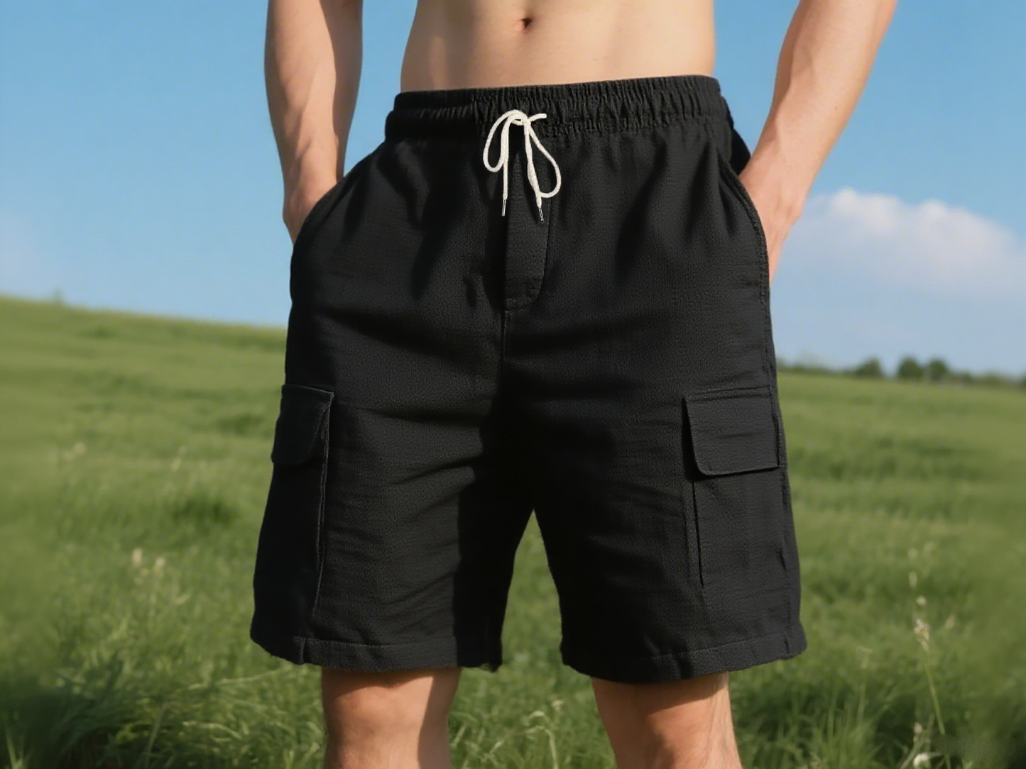 Men's Linen Drawstring Pants - Elastic Waist Loose Fit for leisure & Beach