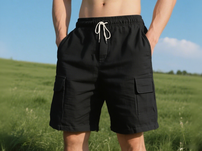 Men's Linen Drawstring Pants - Elastic Waist Loose Fit for leisure & Beach